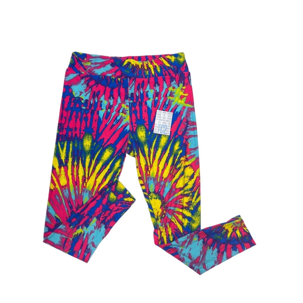 Tc2 LuLaRoe Leggings  NEON RAINBOW Tie Dye RARE Fits 18/24